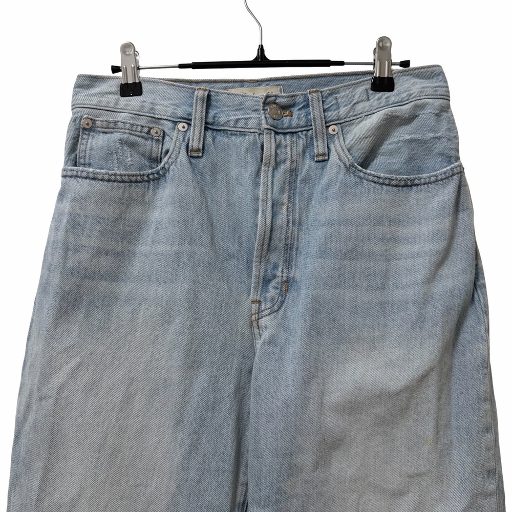 Madewell Women Balloon High Rise Jeans Size 27P Light Wash Button Fly Barrel Leg - Picture 3 of 13